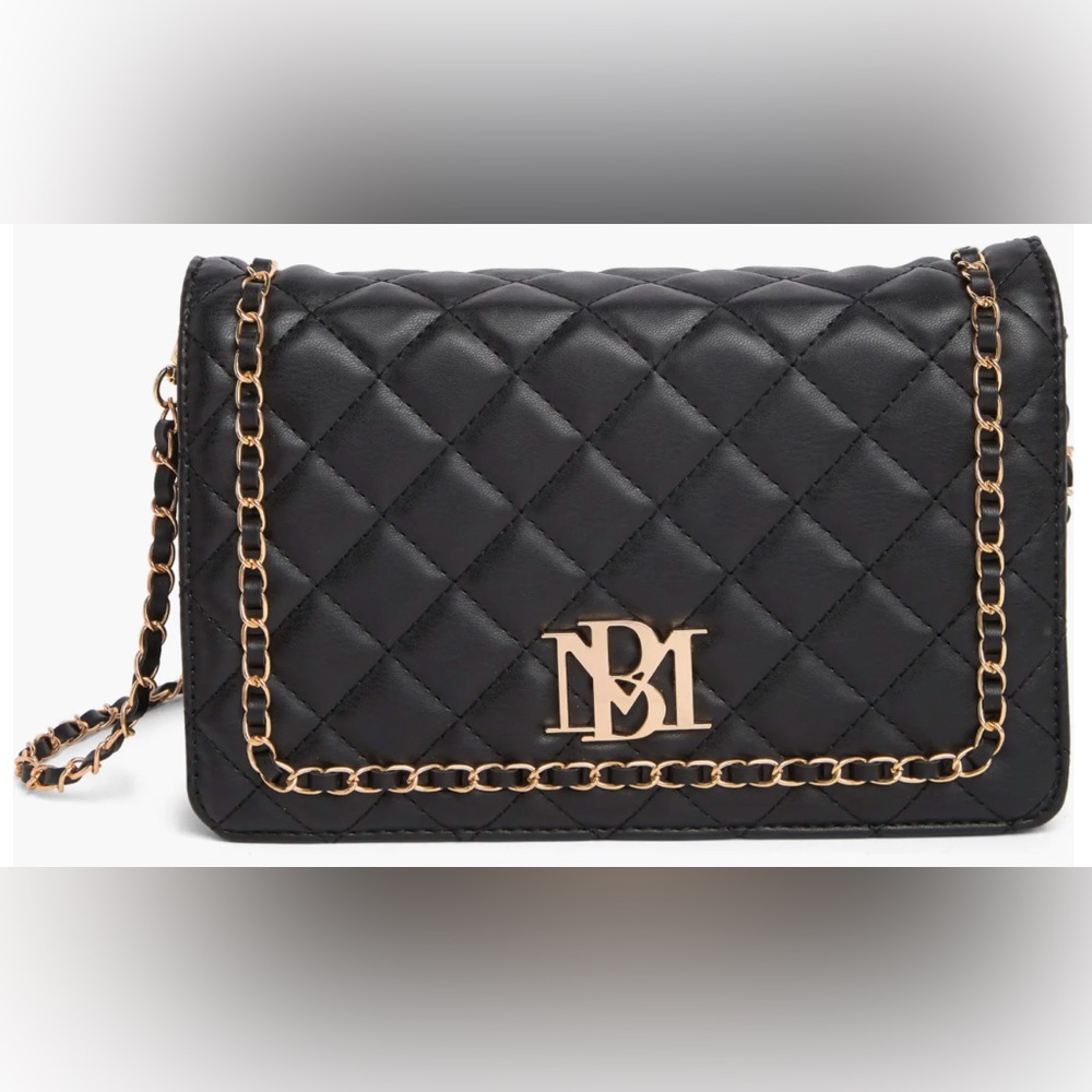 BADGLEY MISCHKA Big Diamond Quilting Crossbody w/Braided Chain on Cover (NWT)